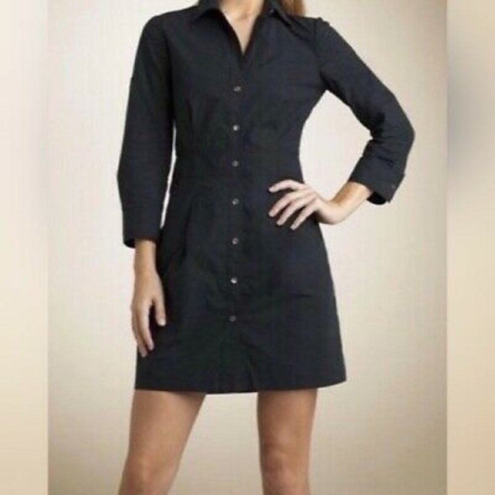 Theory black button up dress